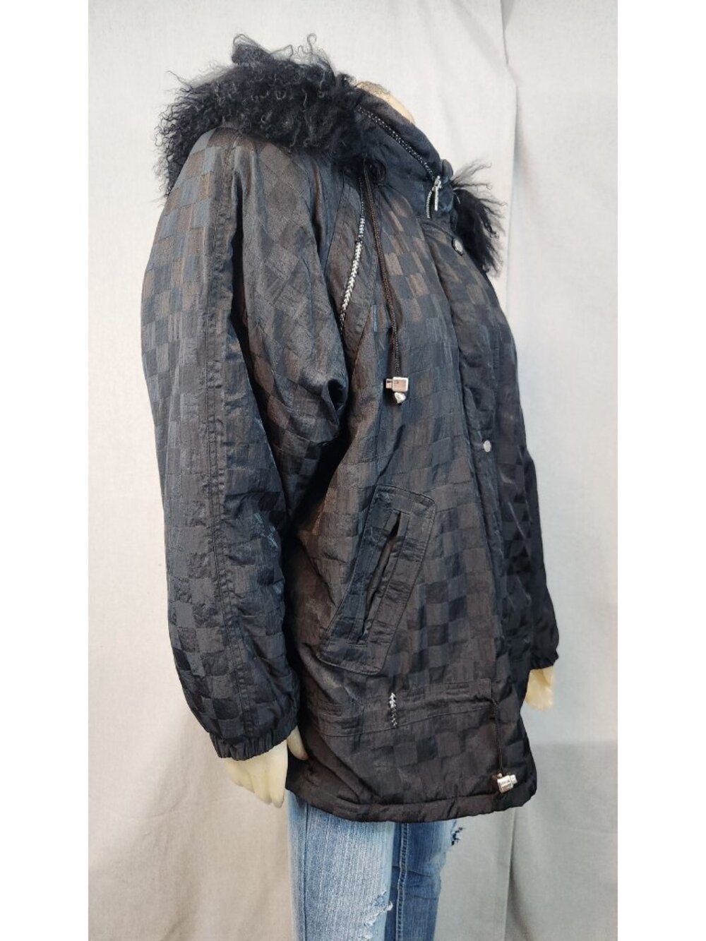 Vintage Braetan Outerwear Black Long Slv Front Zip Puffer Coat Jacket LARGE - Picture 2 of 9